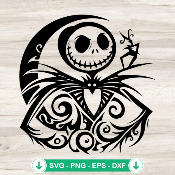 Jack Skellington SVG file, mandala zentangle cutting file