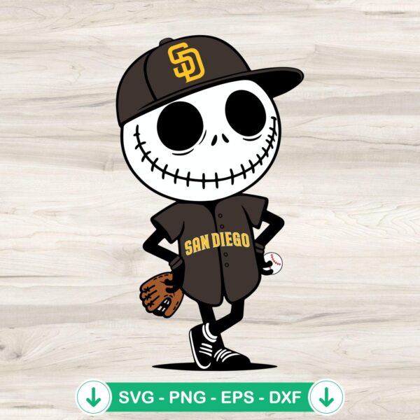 Jack Skellington San Diego Padres baseball svg file for cricut