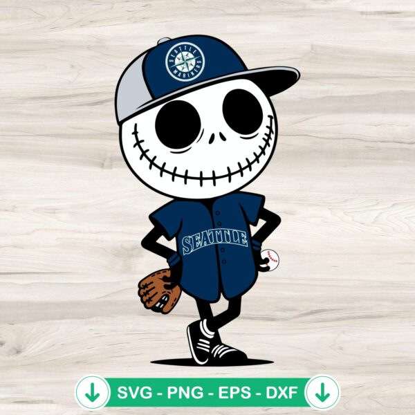 Jack Skellington Seattle Mariners baseball svg file for cutting