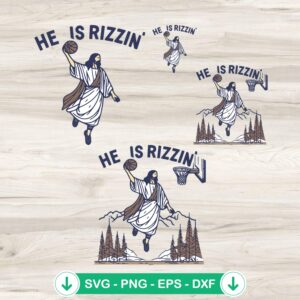 Jesus He Is Rizzin SVG bundle, funny Jesus Easter cutting file