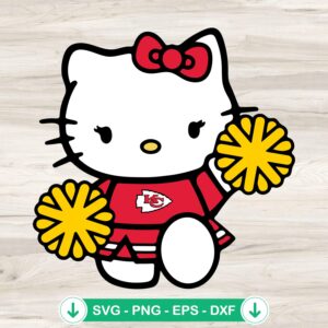 Kansas City Chiefs Hello Kitty Cheerleader svg file cutting file