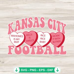 Kansas City Football Valentine SVG file for Cricut cutting machine