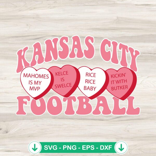 Kansas City Football Valentine SVG file for Cricut cutting machine