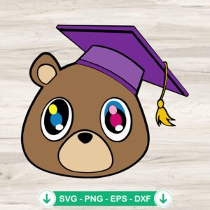 Kanye Teddy Bear Graduation Cap SVG file for cutting machines