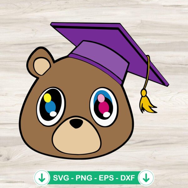 Kanye Teddy Bear Graduation Cap SVG file for cutting machines