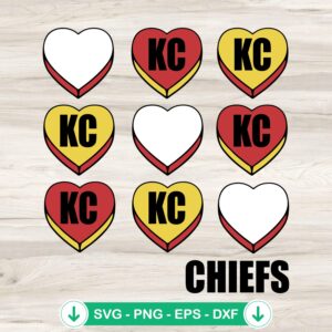 Kc Chiefs Hearts SVG file for Cricut and cutting machine