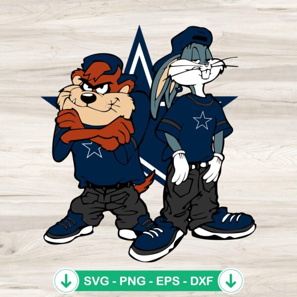 Looney Tunes Tasmanian Devil and Bugs Bunny Dallas Cowboys SVG file