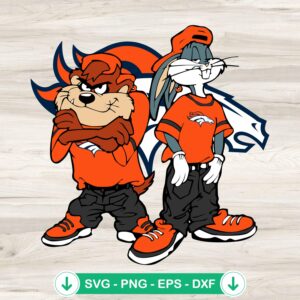 Looney Tunes Tasmanian Devil and Bugs Bunny football svg file for cricut