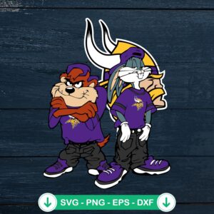 Looney Tunes Tasmanian Devil and Bugs Bunny Minnesota Vikings SVG file for cutting machines