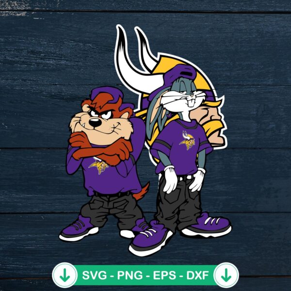 Looney Tunes Tasmanian Devil and Bugs Bunny Minnesota Vikings SVG file for cutting machines