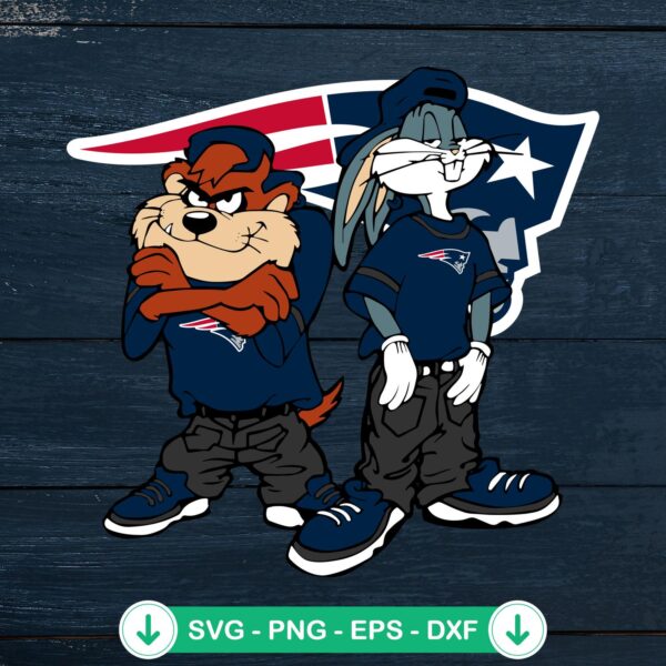 Looney Tunes Tasmanian Devil and Bugs Bunny SVG file for football