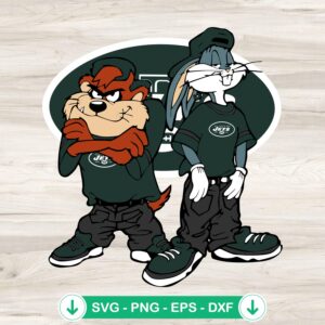 Looney Tunes Tasmanian Devil and Bugs Bunny SVG file for football
