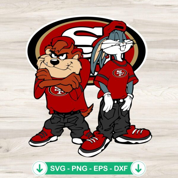 Looney Tunes Tasmanian Devil and Bugs Bunny SVG file for football
