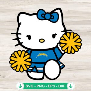 Los Angeles Chargers Hello Kitty Cheerleader SVG file for Cricut