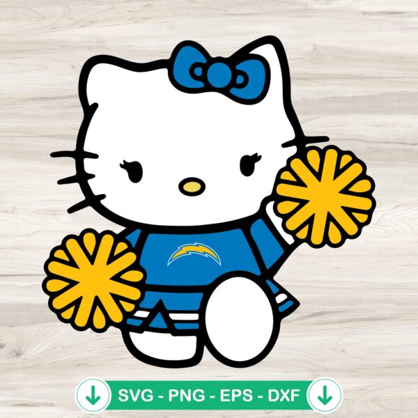 Los Angeles Chargers Hello Kitty Cheerleader SVG file for Cricut