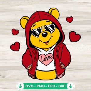 Love Heart Winnie the Pooh svg file for cutting machine