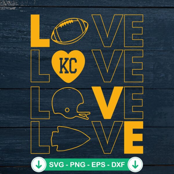 Love KC Football SVG file for Kansas City Chiefs, cricut svg