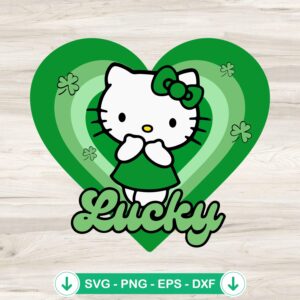 Lucky Hello Kitty St. Patrick's Day svg file, cricut svg cut file