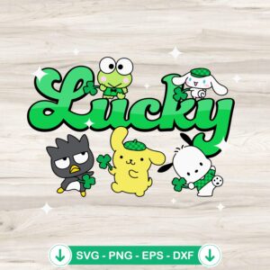 Lucky Sanrio St Patrick Day SVG file for Cricut keroppi and cinnamoroll