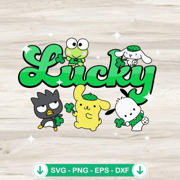 Lucky Sanrio St Patrick Day SVG file for Cricut keroppi and cinnamoroll
