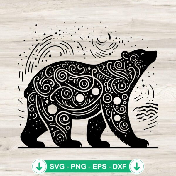Mandala Bear SVG file for Cricut cutting machine