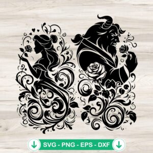 Mandala Beauty and The Beast SVG file for Cricut and cutting machines