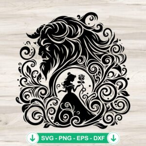 Mandala Beauty and The Beast svg file for cutting machine