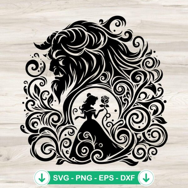 Mandala Beauty and The Beast svg file for cutting machine