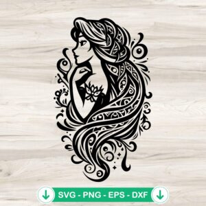 Mandala Zentangle Disney Princess SVG file, cutting file for Cricut