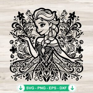 Mandala Zentangle Elsa SVG file - cricut cutting file