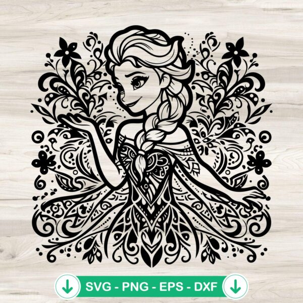 Mandala Zentangle Elsa SVG file - cricut cutting file