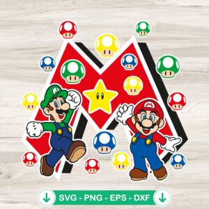 Mario And Luigi SVG file for cricut svg cutting file
