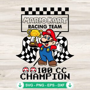 Mario Kart SVG file for Cricut, racing team champions cut file