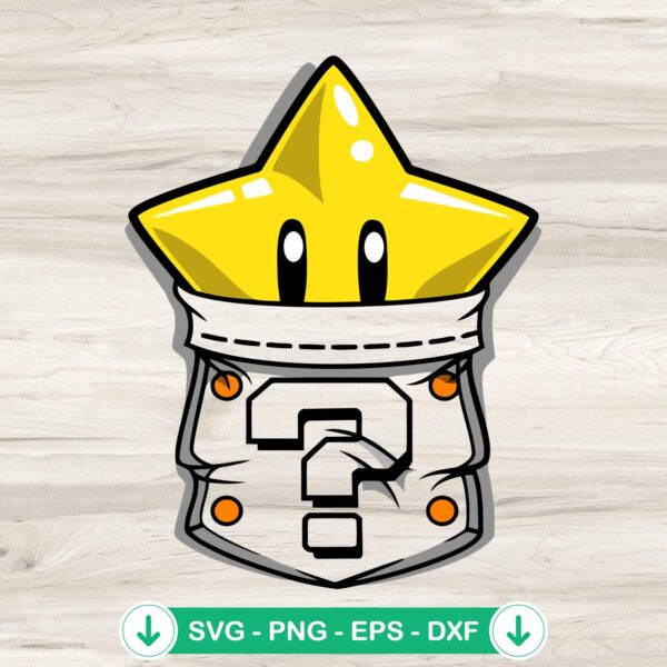 Mario Star Pocket SVG file for Cricut cutting machine