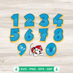 Marshall PAW Patrol SVG file for birthday numbers cut file