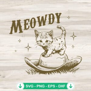 Meowdy SVG file - Cat And Cowboy Hat cutting file