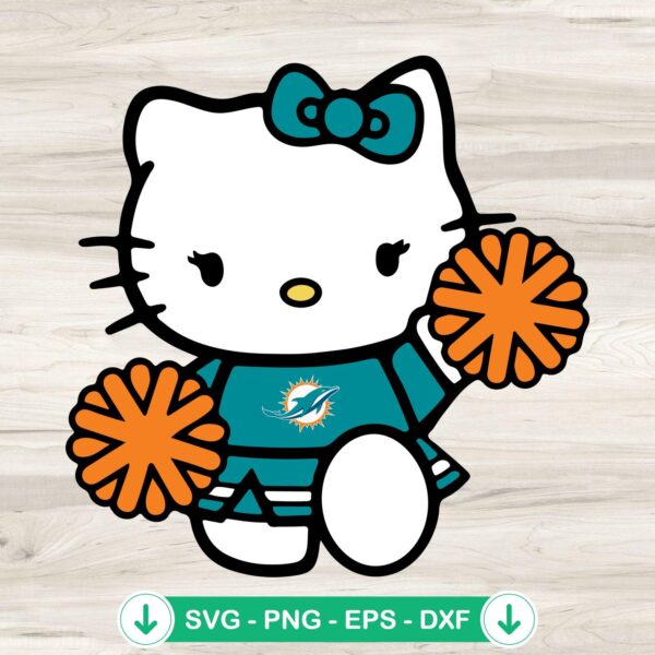 Miami Dolphins Hello Kitty SVG file for Cricut cutting machine