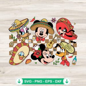 Mickey And Friends Happy Cinco De Mayo SVG file for Cricut