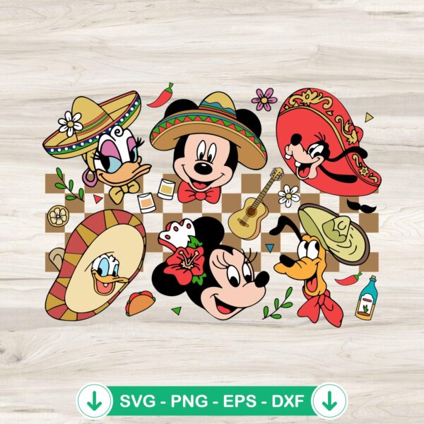 Mickey And Friends Happy Cinco De Mayo SVG file for Cricut