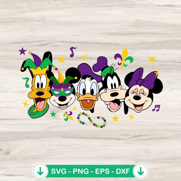 Mickey and Friends Mardi Gras 2024 svg file for cricut cutting