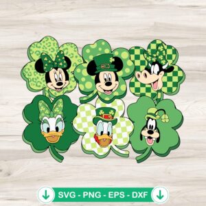 Mickey And Friends Shamrock Leaf SVG file perfect for Cricut