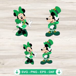 Mickey and Minnie Happy St Patricks Day svg file for cricut