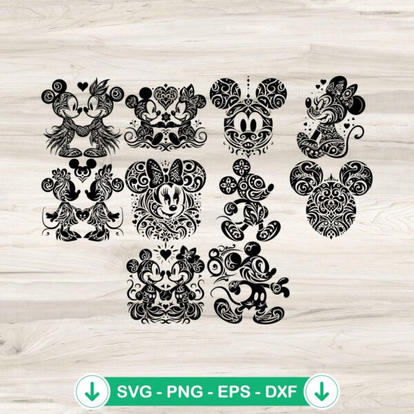 Mickey And Minnie Mandala SVG file for Cricut cutting machine