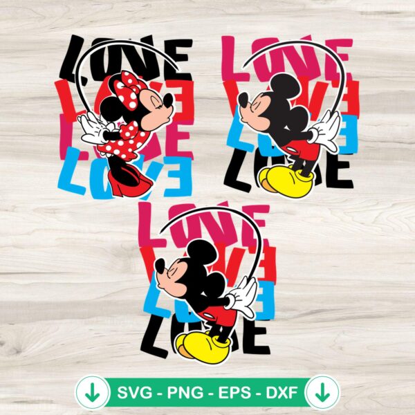 Mickey And Minnie Mouse Love Bundle svg file for Cricut