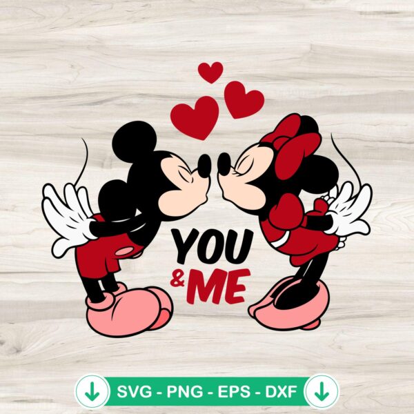 Mickey Minnie Kiss SVG file for Valentine’s Day cutting machine
