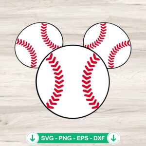 Mickey Mouse Head Baseball SVG file for Cricut cutting machine