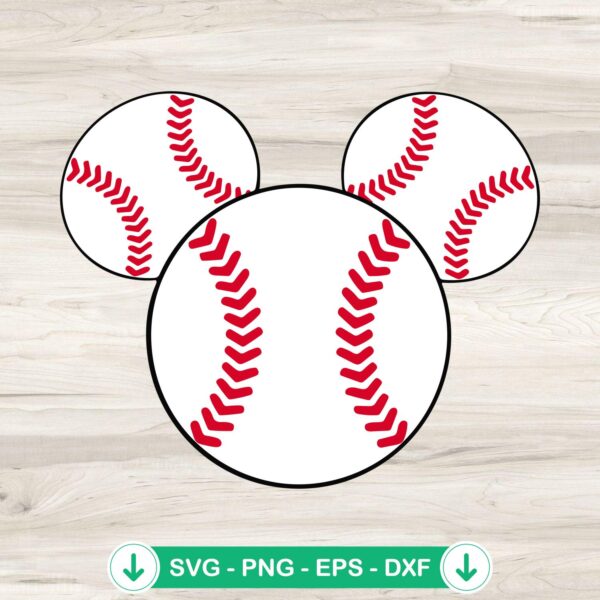 Mickey Mouse Head Baseball SVG file for Cricut cutting machine