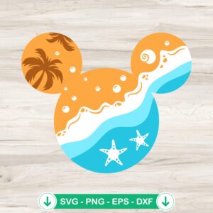 Mickey Mouse Head Summer Beach svg file for cricut