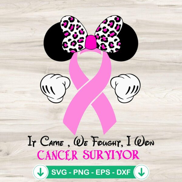Minnie If Came We Fought I Won Cancer Survivor svg file, cricut svg cutting file