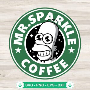 Mr Sparkle Coffee SVG file for Cricut cutting machine